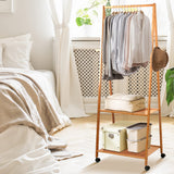 NNEDSZ Bamboo Hanger Stand Wooden Clothes Rack Display Shelf