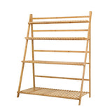 NNEDSZ Bamboo Wooden Ladder Shelf Plant Stand Foldable