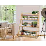 NNEDSZ Bamboo Wooden Ladder Shelf Plant Stand Foldable