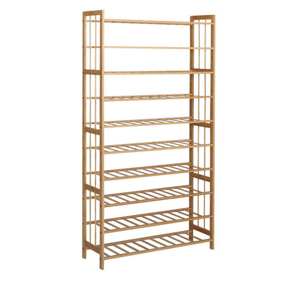 NNEDSZ 10-Tier Bamboo Shoe Rack Wooden Shelf Stand Storage Organizer