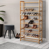 NNEDSZ 10-Tier Bamboo Shoe Rack Wooden Shelf Stand Storage Organizer