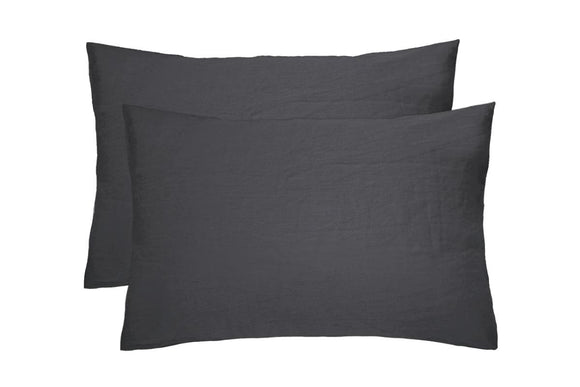 NNEKG Linen Pillowcase Pairs Charcoal