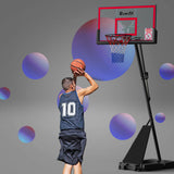 NNEDSZ Portable Basketball Hoop Stand System Height Adjustable Net Ring Red