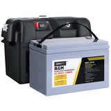 NNEDSZ 130Ah Deep Cycle Battery & Battery Box 12V AGM Marine Sealed Power Solar