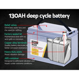 NNEDSZ 130Ah Deep Cycle Battery & Battery Box 12V AGM Marine Sealed Power Solar