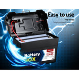 NNEDSZ 130Ah Deep Cycle Battery & Battery Box 12V AGM Marine Sealed Power Solar