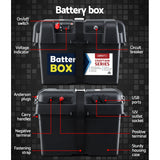 NNEDSZ 135Ah Deep Cycle Battery & Battery Box 12V AGM Marine Sealed Power Solar Caravan 4WD Camping