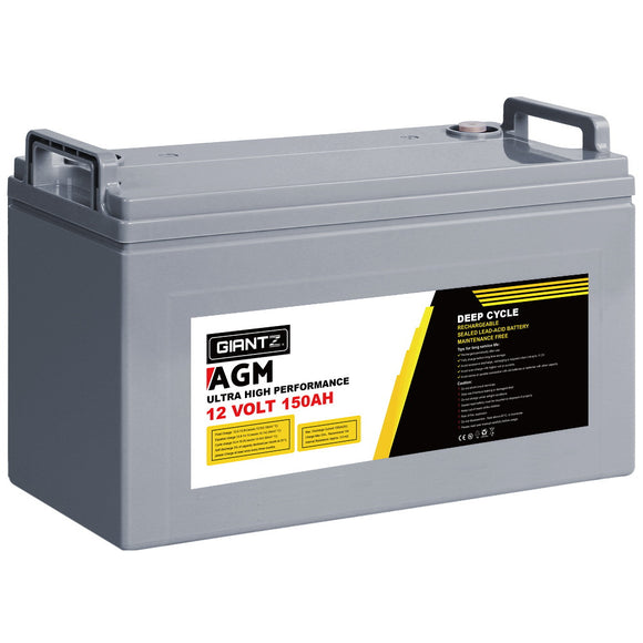 NNEDSZ 150Ah Deep Cycle Battery 12V AGM Marine Sealed Power Portable Box Solar Caravan Camping