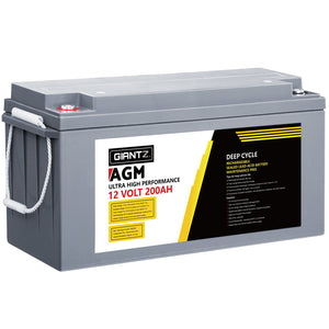 NNEDSZ 200Ah Deep Cycle Battery 12V AGM Marine Sealed Power Portable Box Solar Caravan Camping