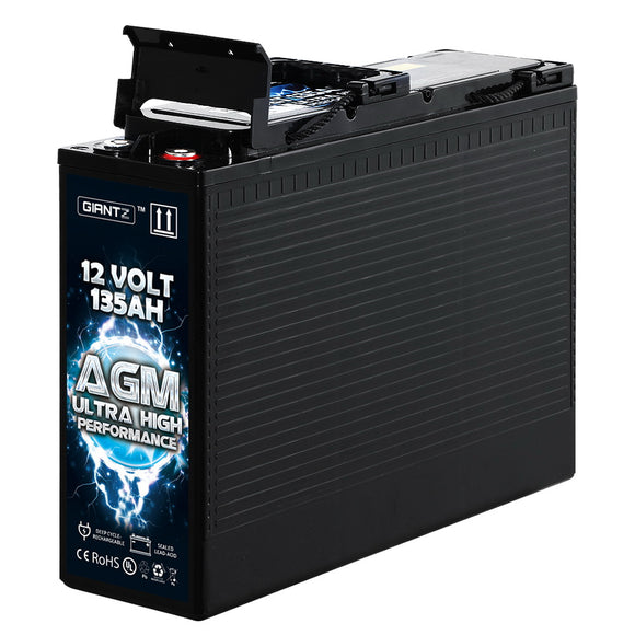 NNEDSZ AGM Deep Cycle Battery 12V 135Ah Portable 4WD Sealed Marine Solar Slim