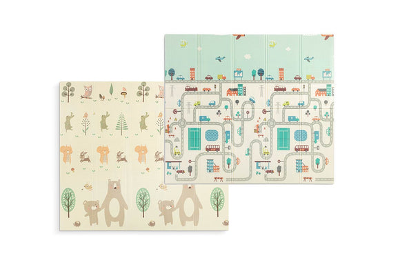 NNEKG Bubbli Baby Foldable Reversible Play Mat with Carry Bag (Airport Bear)