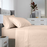 NNEKG Royal Comfort 1200TC 100% Cotton Stripe Bed Sheet Set (King Pale Pink)
