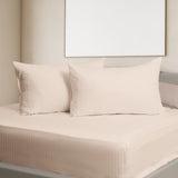 NNEKG Royal Comfort 1200TC 100% Cotton Stripe Bed Sheet Set (King Pale Pink)