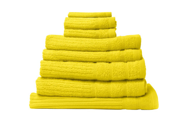 NNEKG Royal Comfort Set of 8 600GSM Eden Egyptian Cotton Towels (Yellow)