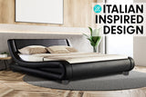 NNEDPE King Size Faux Leather Storage Curved Bed Frame - Black