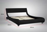 NNEDPE King Size Faux Leather Storage Curved Bed Frame - Black