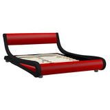 NNEDPE Queen Size Faux Leather Curved Bed Frame - Red