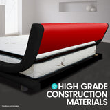 NNEDPE King Size Faux Leather Storage Curved Bed Frame - Red