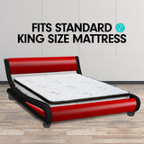NNEDPE King Size Faux Leather Storage Curved Bed Frame - Red