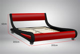 NNEDPE King Size Faux Leather Storage Curved Bed Frame - Red