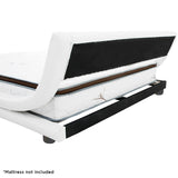 NNEDPE King Size Faux Leather Curved Bed Frame - White