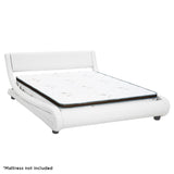 NNEDPE King Size Faux Leather Curved Bed Frame - White