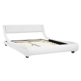 NNEDPE King Size Faux Leather Curved Bed Frame - White