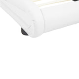 NNEDPE Queen Size Faux Leather Curved Bed Frame - White