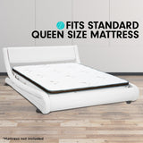 NNEDPE King Size Faux Leather Curved Bed Frame - White