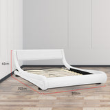NNEDPE King Size Faux Leather Curved Bed Frame - White