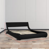 NNEDPE Queen Size Faux Leather Storage Curved Bed Frame - Black