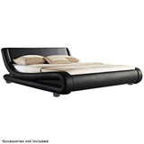 NNEDPE Queen Size Faux Leather Storage Curved Bed Frame - Black