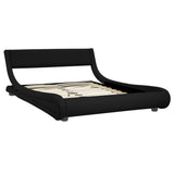 NNEDPE Queen Size Faux Leather Storage Curved Bed Frame - Black