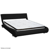 NNEDPE Queen Size Faux Leather Storage Curved Bed Frame - Black