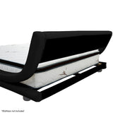 NNEDPE Queen Size Faux Leather Storage Curved Bed Frame - Black