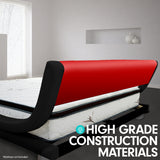 NNEDPE Queen Size Faux Leather Curved Bed Frame - Red