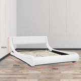 NNEDPE Queen Size Faux Leather Curved Bed Frame - White