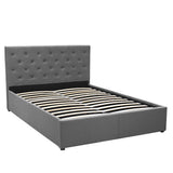 NNEDPE Double Fabric Gas Lift Bed Frame with Headboard - Dark Grey