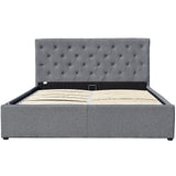 NNEDPE Double Fabric Gas Lift Bed Frame with Headboard - Dark Grey