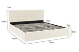 NNEDPE King Fabric Gas Lift Bed Frame with Headboard - Beige