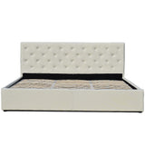 NNEDPE King Fabric Gas Lift Bed Frame with Headboard - Beige