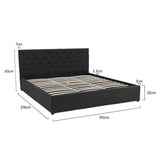 NNEDPE King Fabric Gas Lift Bed Frame with Headboard - Black