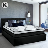 NNEDPE King Fabric Gas Lift Bed Frame with Headboard - Black