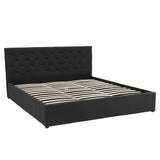 NNEDPE King Fabric Gas Lift Bed Frame with Headboard - Black