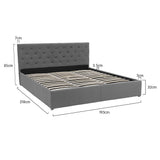 NNEDPE King Fabric Gas Lift Bed Frame with Headboard - Dark Grey