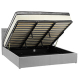NNEDPE King Fabric Gas Lift Bed Frame with Headboard - Grey