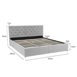 NNEDPE King Fabric Gas Lift Bed Frame with Headboard - Grey