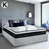 NNEDPE King Fabric Gas Lift Bed Frame with Headboard - Grey