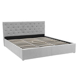 NNEDPE King Fabric Gas Lift Bed Frame with Headboard - Grey