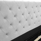 NNEDPE King Fabric Gas Lift Bed Frame with Headboard - Grey